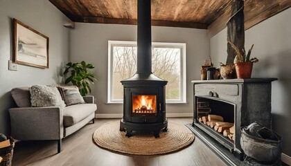 Flickering Comfort: Cozy Living with a Wood Burning Stove"