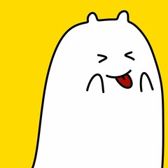 cartoon happy ghost with speech bubble