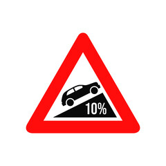 Steep ascent road sign graphic design