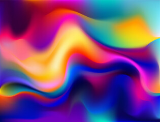 Abstract liquid holographic gradient shape. Colorful 3D Vector background. - 717820996