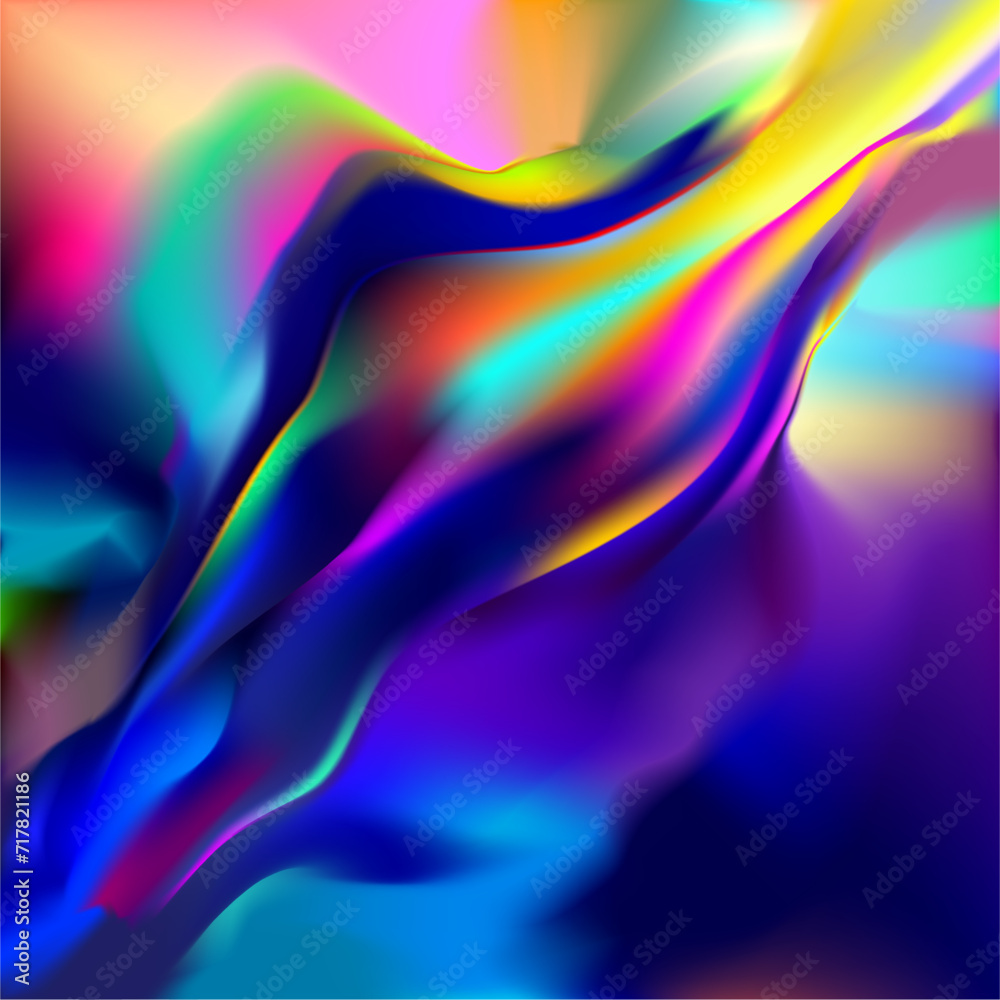 Wall mural abstract liquid holographic gradient shape. 3d vector background.
