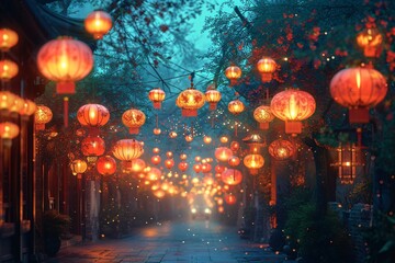 Glowing Lights in the Night Sky: A Magical Display for the Lunar New Year Generative AI