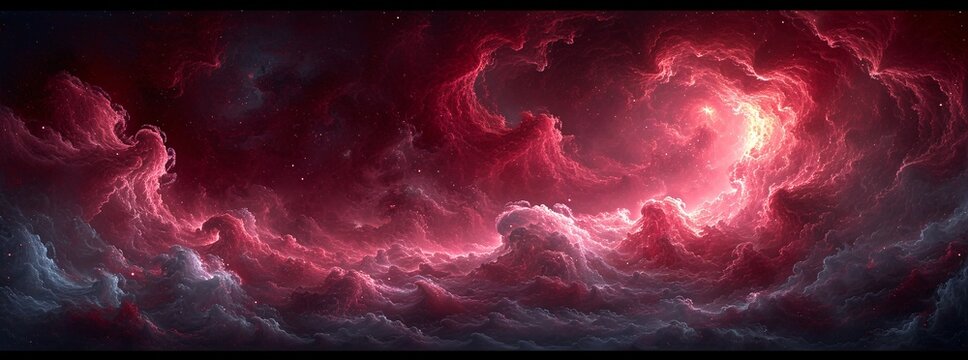 Pink Nebula in the Sky Generative AI