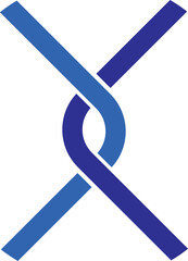 X Letter Logo. Blue Color. - Vector