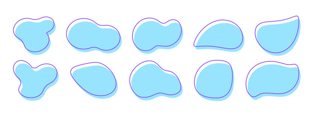 set of blue vector abstract fluid liquid shapes, offer, speech bubble