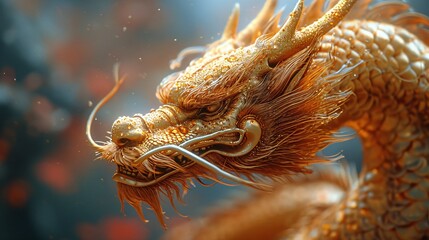 Golden Dragon with Long Whiskers: A Catchy and Eye-Catching Image for Adobe Stock Generative AI