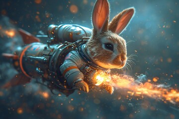 Rabbit in Space: A Bunnicorn Adventure Generative AI