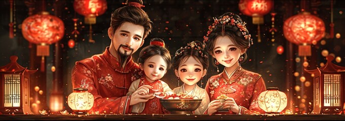 Chinese New Year Celebration: A Family Gathering for the Lunar New Year Generative AI