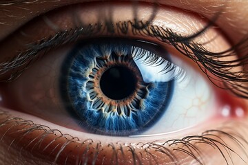 
Human blue eye realistic beautiful closeup zoom.