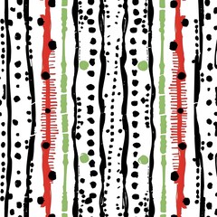 abstract seamless african pattern dashed lines, red, black, green, white - obrazy, fototapety, plakaty