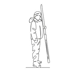 Obraz premium girl with skis