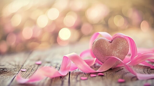 pink ribbon and heart