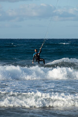 Kite surfing.Windsurf.Kite boarding.
To fly a kite. Surfers of all ages train in the Mediterranean. Flying a kite on the beaches of Cyprus.