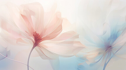 Elegant tender flowers transparent watercolour background. Pastel colour palette. Generative AI - obrazy, fototapety, plakaty
