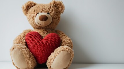 A large plush bear and a heart-shaped pillow for valentines