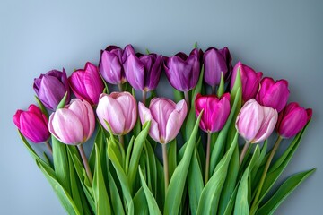 tulips in a heart shaped arrangement on a white background