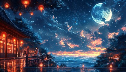 A Night of Love Under the Full Moon Generative AI