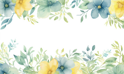 watercolor background frame with flowers