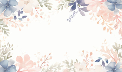 watercolor background frame with flowers