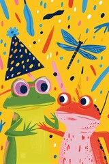 A sweet frog and a friendly dragonfly wish you a hoppy birthday!