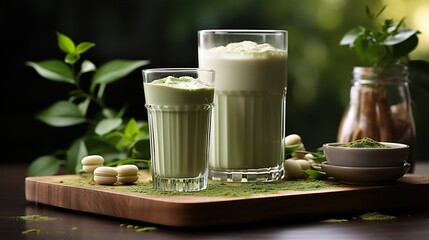 glass of milk with mint