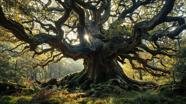The tree ents immense presence evokes a sense of reverence and awe, a tangible connection to the earth and its ancient magic, reminding all who encounter it of the enduring Fantasy art