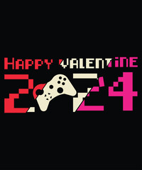 Happy Valentine's Day 2024 Gaming Shirt, Shir print template