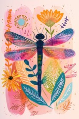 An enchanting dragonfly brings color to this delightful card.