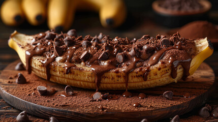 Banana with chocolate dessert Product photo