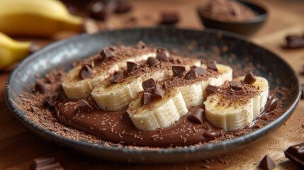 Banana with chocolate dessert Product photo