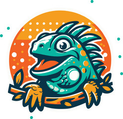 Chameleon Bunglon Iguana Vector Ilustration Logo Concept