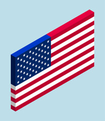 Flag of USA. 3D isometric vector illustration.