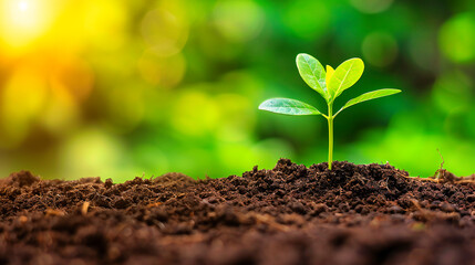 Young Plant Growing in Soil: Symbolizing Agriculture, Gardening, and the Beginning of New Life