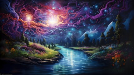 Cosmic River of Love: Liquid Energy Carrying Positive Affirmations Across the Universe