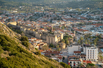 Fototapeta na wymiar Cesme Town view from hill in Turkey