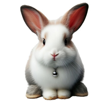 white rabbit isolated on transparent or white background, PNG