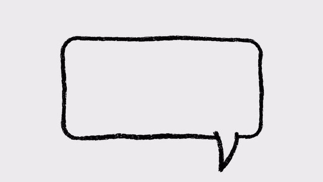 2d animation of appearance of hand-drawn speech bubble with boil effect. 4K video with alpha-channel.