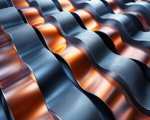 Beautiful metal background steel and copper stripes