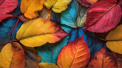 A lot of colorful leaves in the style of naturalistic tones background image generative ai