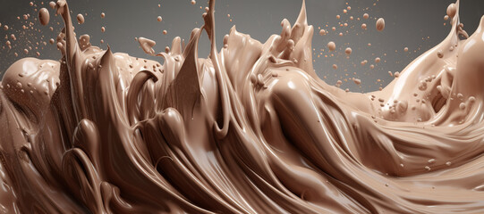 splash of chocolate milk ice cream 13 - obrazy, fototapety, plakaty