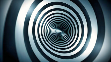 Black and White Spiral Illusion, Abstract Geometric Pattern, Optical Art Background with Hypnotic Swirl and Twisted Tunnel Design