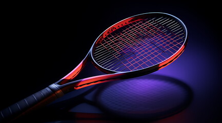 Tennis racket next to tennis ball. Generative AI
