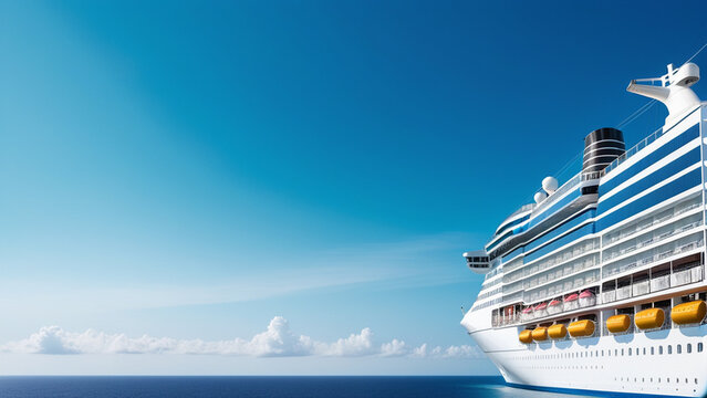 Luxury Cruise Ship Sailing Under the Clear Blue Sky