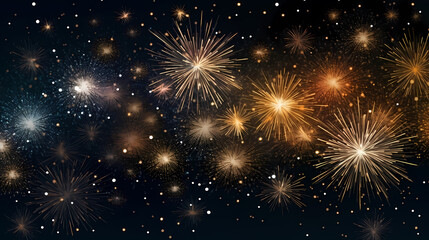 Happy New Year, burning fireworks with bokeh light background