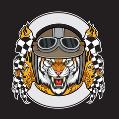 motorcycle club logo vector art illustration tiger club design