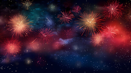 Fototapeta premium Happy New Year, burning fireworks with bokeh light background
