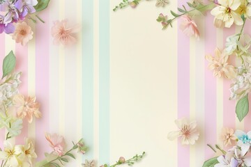 Pastel Stripes and Floral Design Background. A gentle background with pastel stripes and delicate flowers.