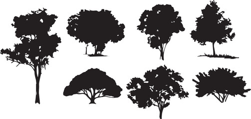 Set Trees. Hand drawn vector illustration