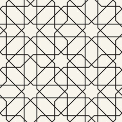 Vector seamless pattern. Repeating geometric elements. Stylish monochrome background design.