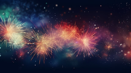 Fototapeta premium Happy New Year, burning fireworks with bokeh light background